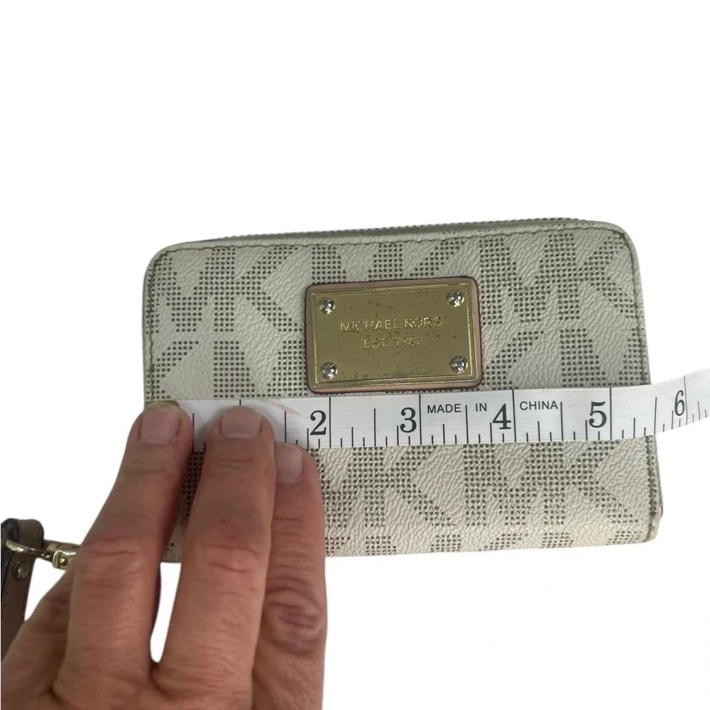 Michael Kors Beige Brown Logo Wristlet Wallet Organizer